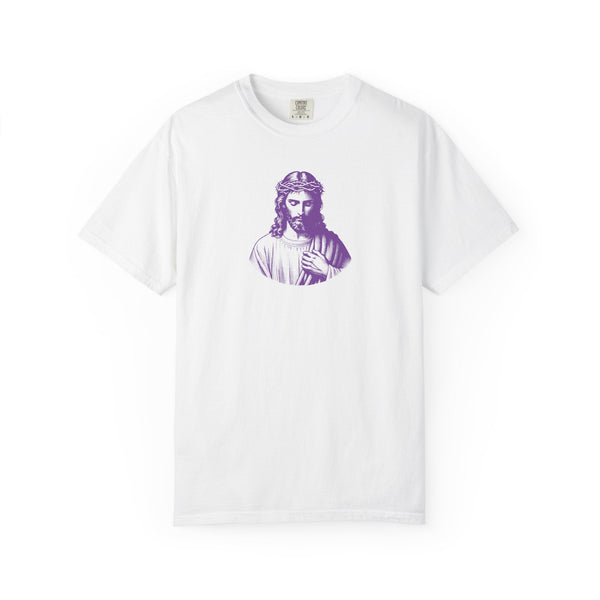 Purple Mid-Scale Jesus Front Print Graphic Tee - Iconic by Sandra Oles