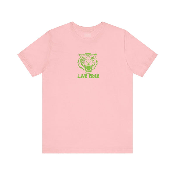 Green Live Free Mid-Scale Retro Roaring Tiger Graphic Tee - Fugitive by Sandra Oles