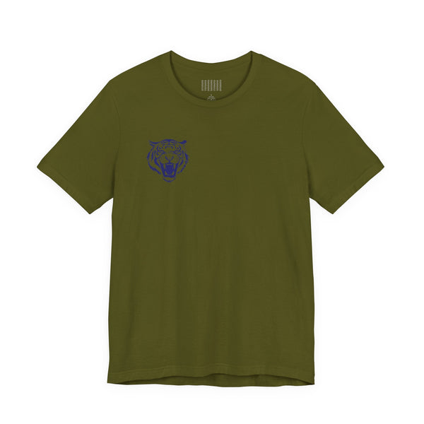 Navy Blue Mini Retro Roaring Tiger Head Left Front Print Graphic Tee - Retro Tiger by Sandra Oles