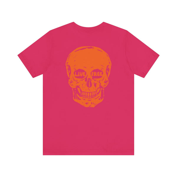 Orange Live Free Jumbo Skull Back Print Graphic Tee - Fugitive by Sandra Oles
