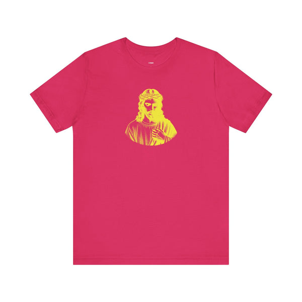 Yellow Mid-Scale Jesus Crown of Thorns Front Print Graphic Tee - Iconic by Sandra Oles