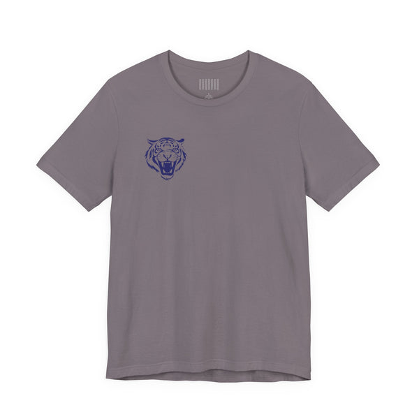 Navy Blue Mini Retro Roaring Tiger Head Left Front Print Graphic Tee - Retro Tiger by Sandra Oles