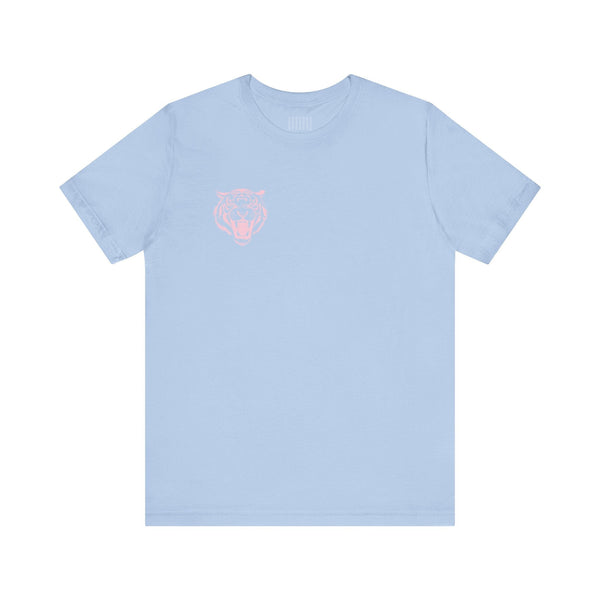 Pastel Pink Mini Retro Roaring Tiger Front Left Print Graphic Tee - Fugitive by Sandra Oles