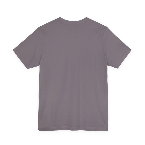 back view of plain grey unisex jersey short sleeve rocker tee