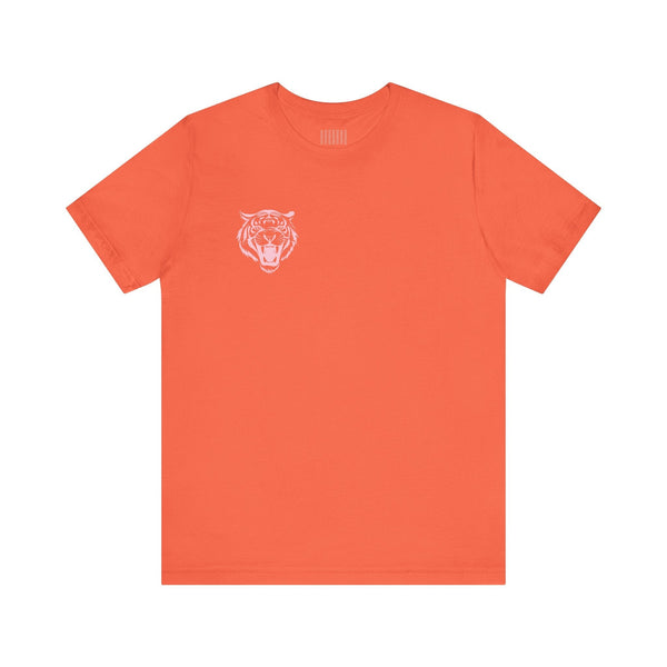 Pastel Pink Mini Retro Roaring Tiger Front Left Print Graphic Tee - Fugitive by Sandra Oles