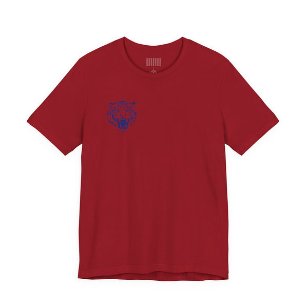 Navy Blue Mini Retro Roaring Tiger Head Left Front Print Graphic Tee - Retro Tiger by Sandra Oles
