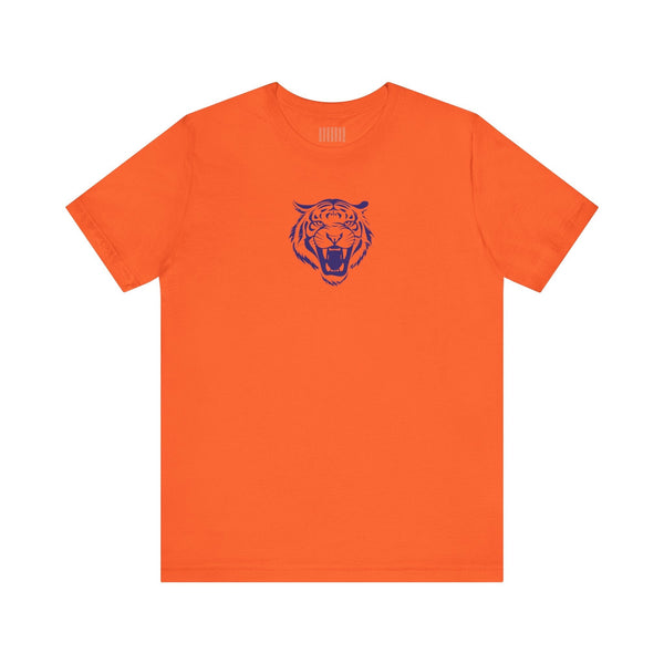 Navy Blue Retro Mid-Scale Roaring Tiger Front Print Graphic Tee - Fugitive by Sandra Oles