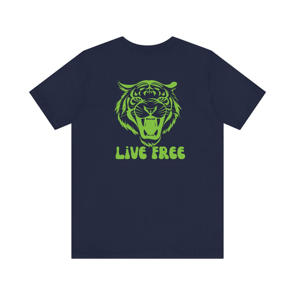 Green Retro Roaring Live Free Jumbo Tiger Back Print Graphic Tee - Fugitive by Sandra Oles