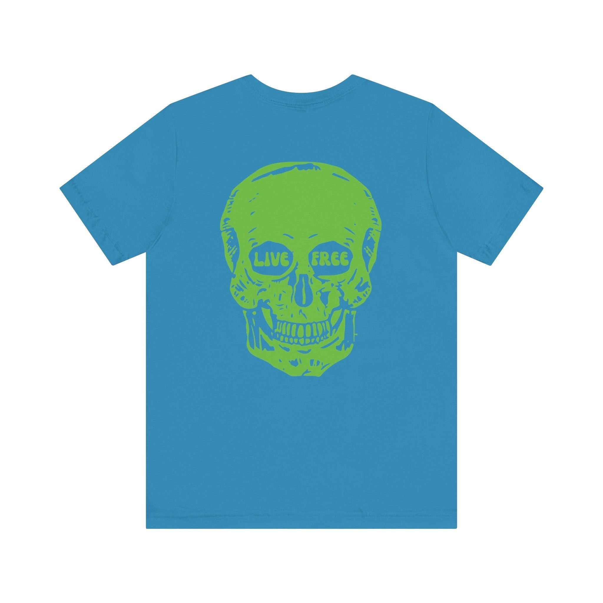 Green Live Free Jumbo Skull Back Print Graphic Tee  - Fugitive by Sandra Oles