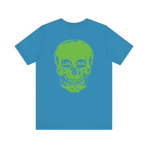 Green Live Free Jumbo Skull Back Print Graphic Tee  - Fugitive by Sandra Oles