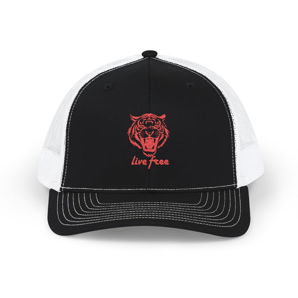 Live Free Tiger Embroidered Snapback Trucker Cap