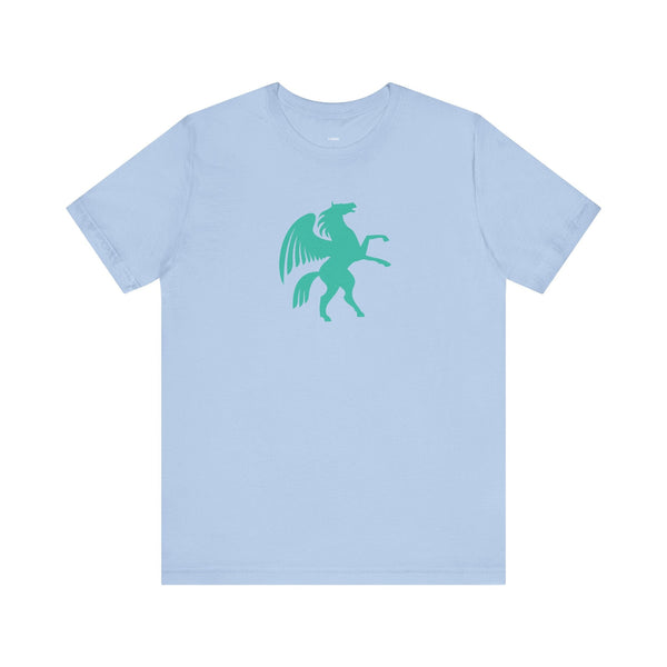 light blue t-shirt with turquoise pegasus graphic printed front cool graphic t shirts