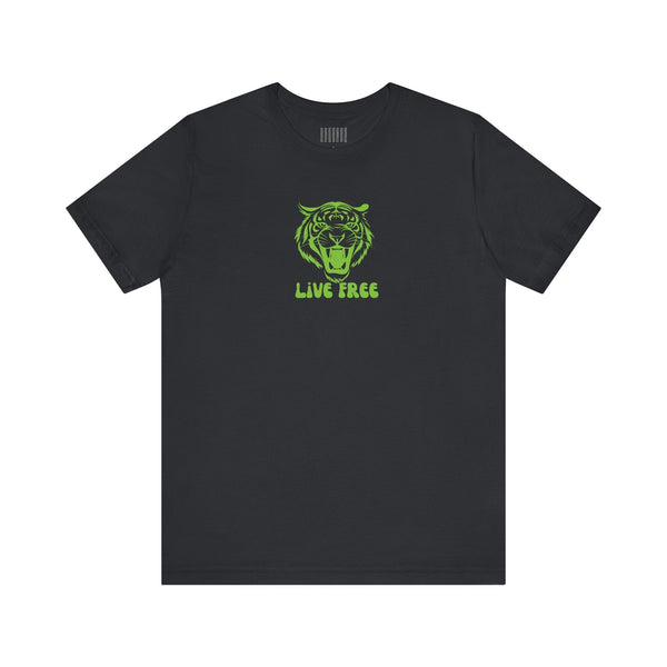 Green Live Free Mid-Scale Retro Roaring Tiger Graphic Tee - Fugitive by Sandra Oles