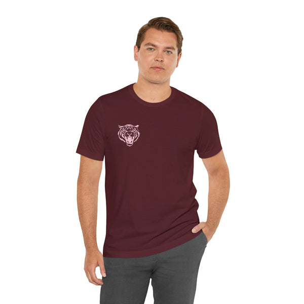 Pastel Pink Mini Retro Roaring Tiger Front Left Print Graphic Tee - Fugitive by Sandra Oles