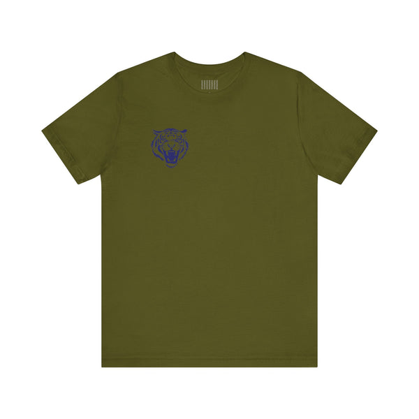 Navy Blue Mini Retro Roaring Tiger Head Left Front Print Graphic Tee - Retro Tiger by Sandra Oles