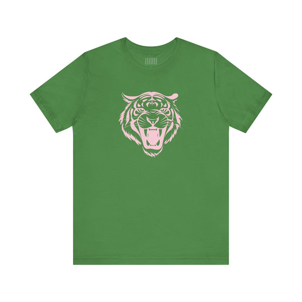 Pink Pastel Jumbo Retro Roaring Tiger Head Graphic Tee - Fugitive by Sandra Oles