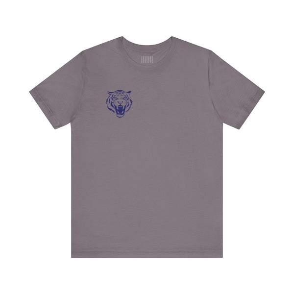 Navy Blue Mini Retro Roaring Tiger Head Left Front Print Graphic Tee - Retro Tiger by Sandra Oles