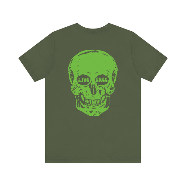 Green Live Free Jumbo Skull Back Print Graphic Tee  - Fugitive by Sandra Oles