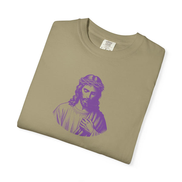 Purple Mid-Scale Jesus Front Print Graphic Tee - Iconic by Sandra Oles