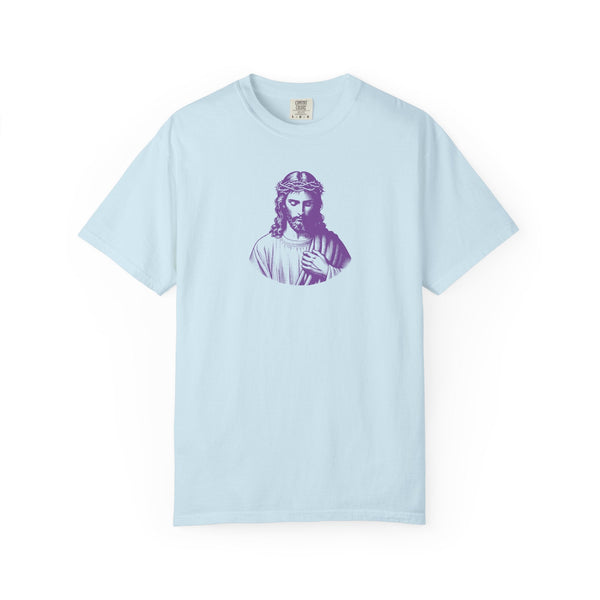 Purple Mid-Scale Jesus Front Print Graphic Tee - Iconic by Sandra Oles