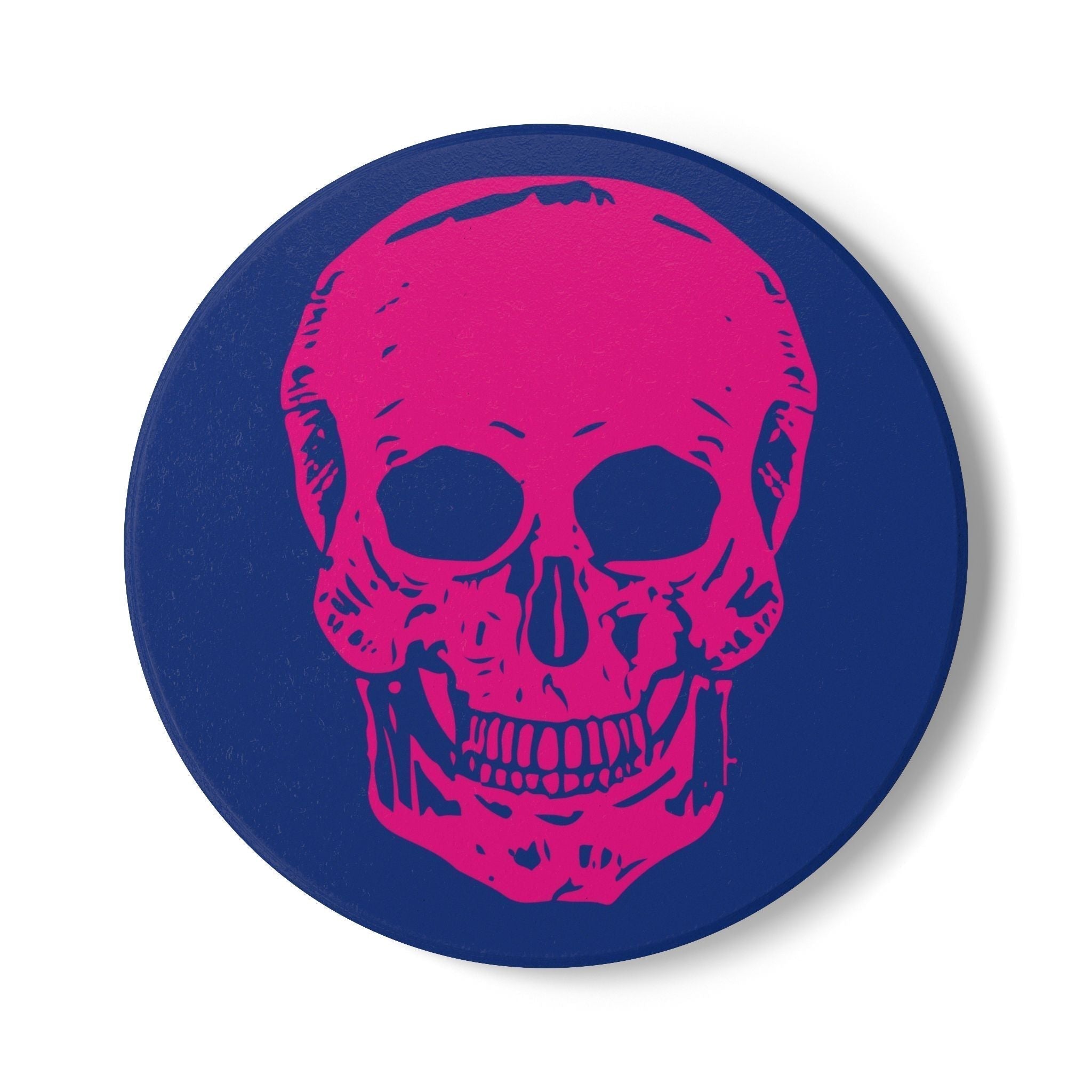 Edgy  Neon Pink Skull Ceramic Coaster - Sandra Oles Studio