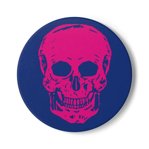 Edgy  Neon Pink Skull Ceramic Coaster - Sandra Oles Studio