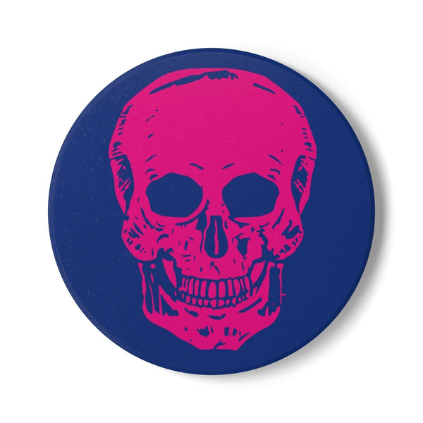 Edgy  Neon Pink Skull Ceramic Coaster - Sandra Oles Studio
