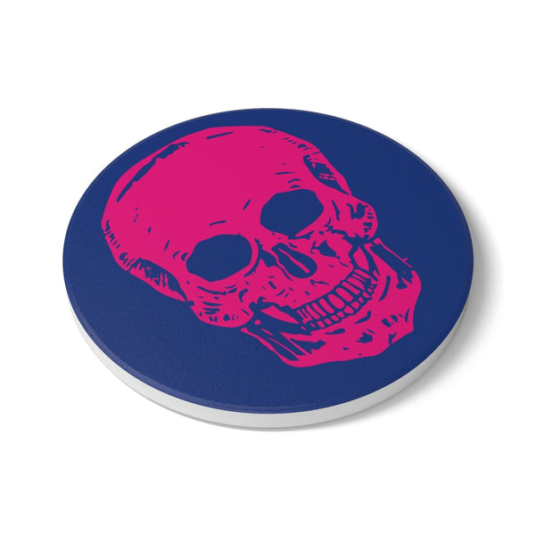 Edgy  Neon Pink Skull Ceramic Coaster - Sandra Oles Studio