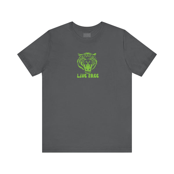 Green Live Free Mid-Scale Retro Roaring Tiger Graphic Tee - Fugitive by Sandra Oles