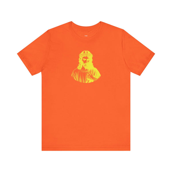 Yellow Mid-Scale Jesus Crown of Thorns Front Print Graphic Tee - Iconic by Sandra Oles