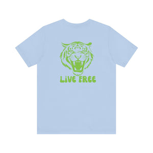 Green Retro Roaring Live Free Jumbo Tiger Back Print Graphic Tee - Fugitive by Sandra Oles