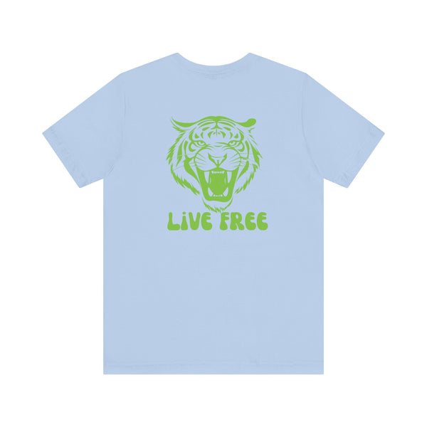 Green Retro Roaring Live Free Jumbo Tiger Back Print Graphic Tee - Fugitive by Sandra Oles