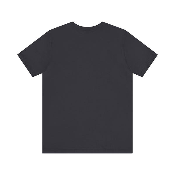 Black unisex t-shirt with green mini Jesus graphic and halo print on left front chest.
