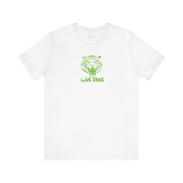 Green Live Free Mid-Scale Retro Roaring Tiger Graphic Tee - Fugitive by Sandra Oles