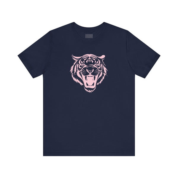 Pink Pastel Jumbo Retro Roaring Tiger Head Graphic Tee - Fugitive by Sandra Oles