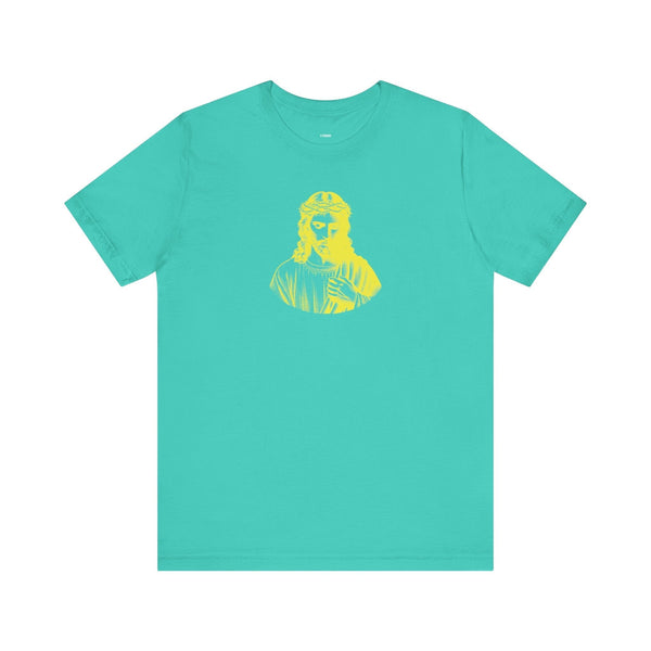 Yellow Mid-Scale Jesus Crown of Thorns Front Print Graphic Tee - Iconic by Sandra Oles