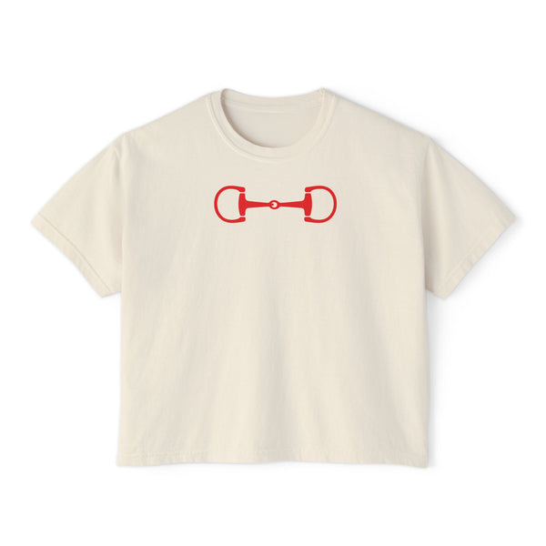 Red Horse Bit Front Print Cropped Graphic Tee - Heritage by Sandra Oles