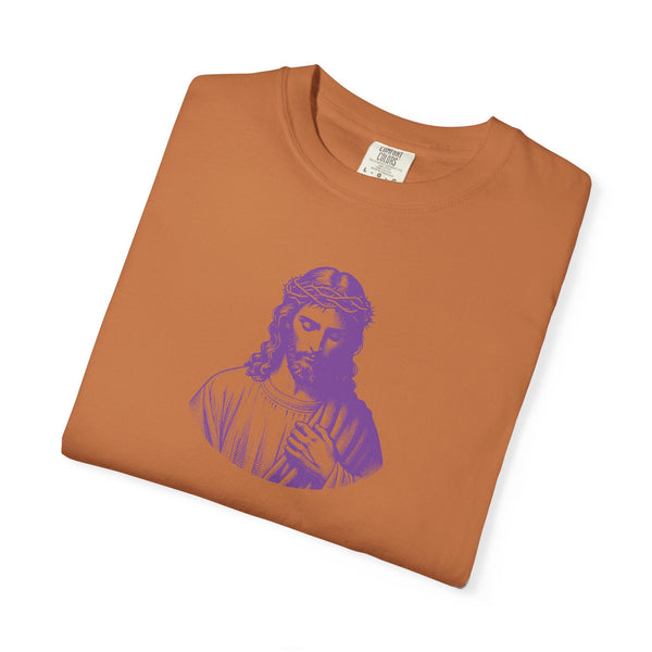 Purple Mid-Scale Jesus Front Print Graphic Tee - Iconic by Sandra Oles