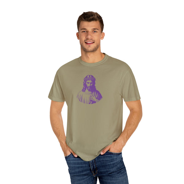 Purple Mid-Scale Jesus Front Print Graphic Tee - Iconic by Sandra Oles