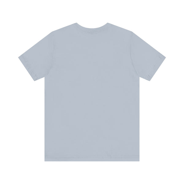 back view of blue mini skull graphic t shirt by Sandra Oles made of soft cotton