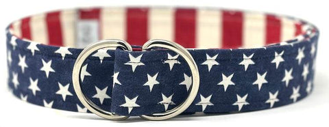 American belt with stars and stripes inspired print and D-ring buckle