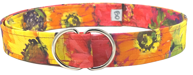 Colorful floral D-ring belt with vibrant summer print by Oliver Green