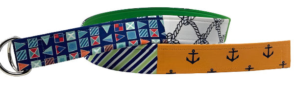 Patchwork belt with anchors, flags, and skulls by oliver green