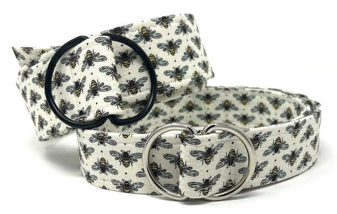 Bee belt by Oliver Green featuring white bees on white cotton webbing with polished D-ring buckle