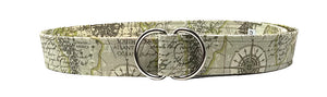 map belt featuring a green strap with nautical markings d-ring by oliver green