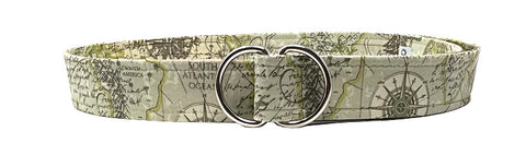 map belt featuring a green strap with nautical markings d-ring by oliver green