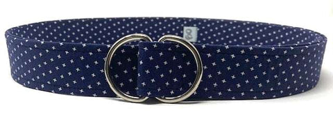Adjustable navy belt handmade in cotton fabric by Oliver Green