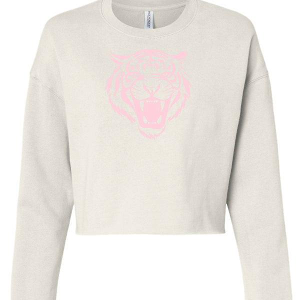 Women’s pastel pink tiger head cropped sweatshirt graphic streetwear