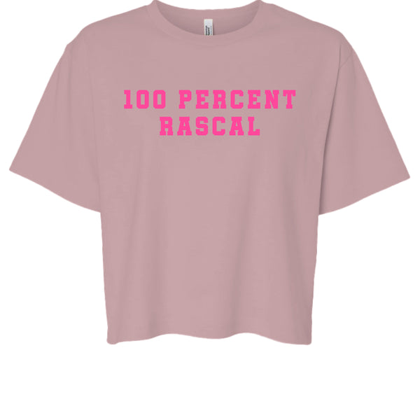 Cheeky vibe 100 Percent Rascal pink lettering cropped tee for women