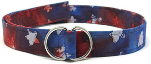 Red white and blue batik D-ring belt with white stars by Oliver Green